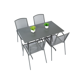 Table pliante rectangulaire 117*70 cm et 4 fauteuils en maille